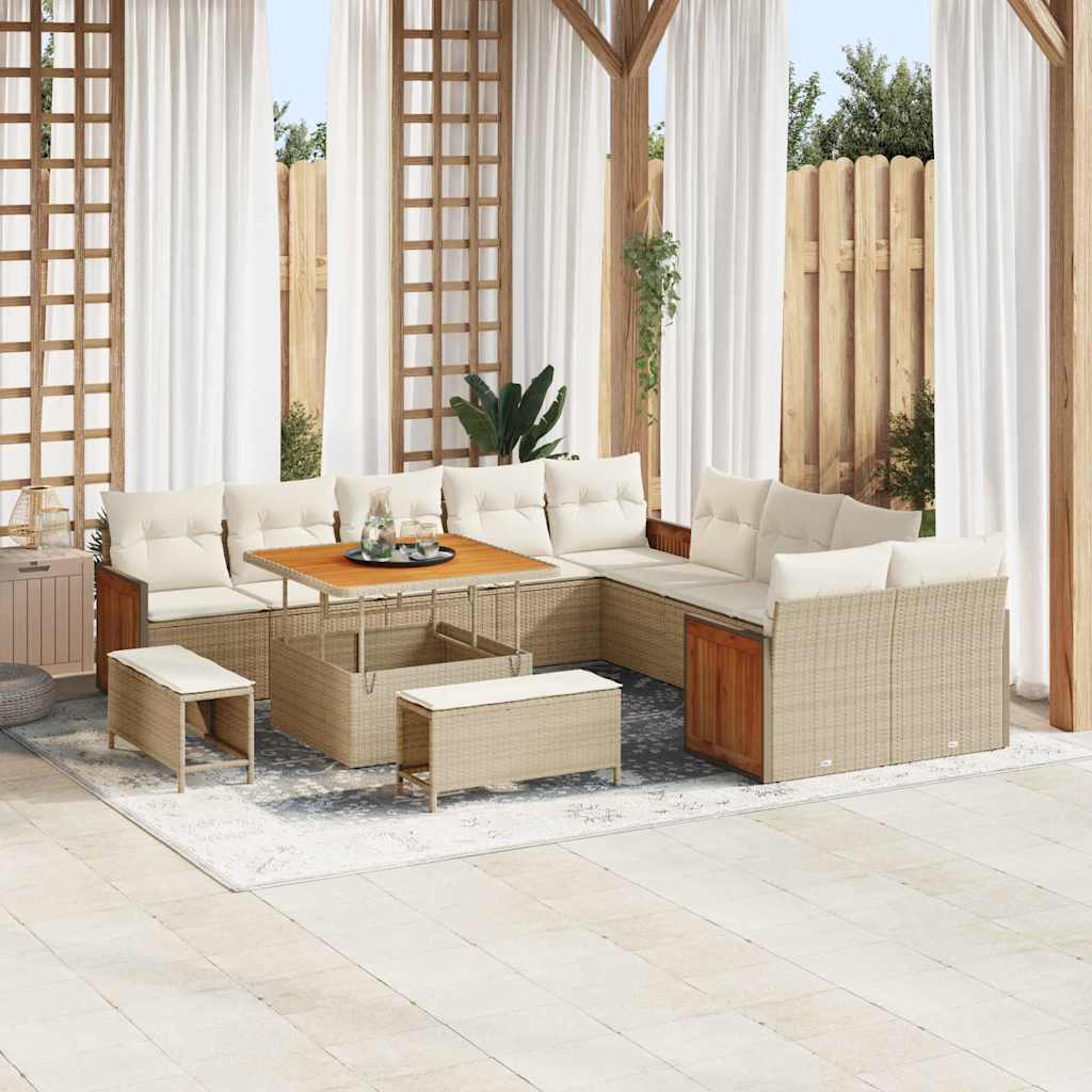 Garten-Sofa-Set 13 pcs Beige und Creme 100 x 100 x 71 cm